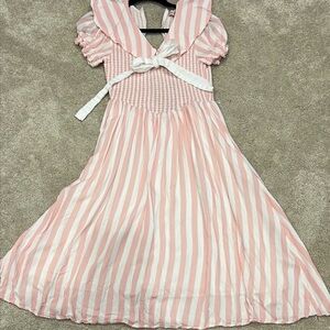 Ivy City Co Blush and White Striped Dress